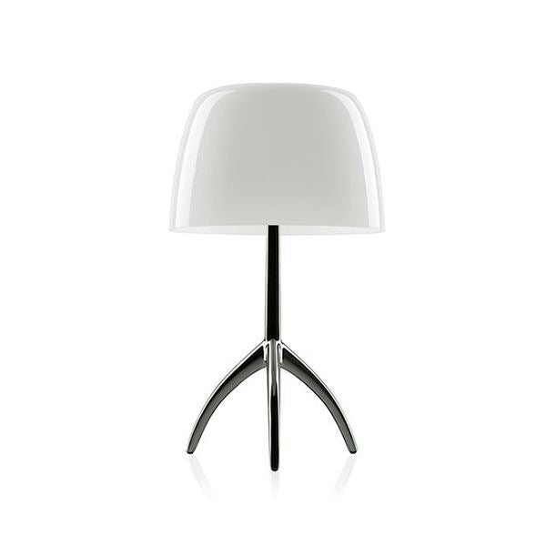 Lumiere Table Lamp Piccola by Foscarini #White / Black chrome