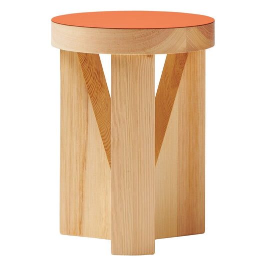 MC20 Cugino Soft stool by Mattiazzi #pine - orange linoleum #