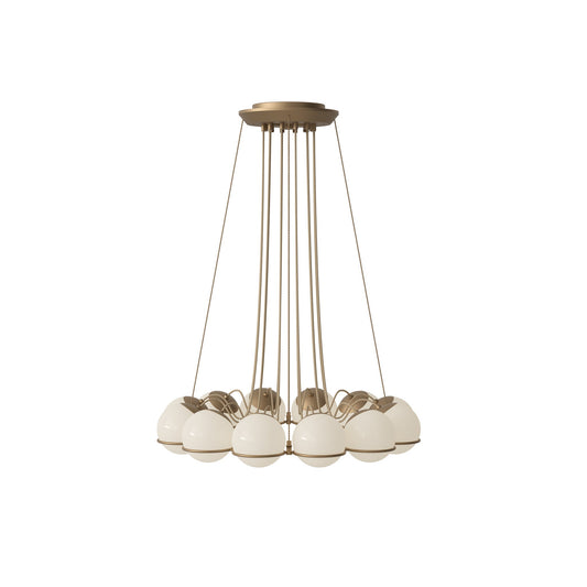 Suspension Lamp Model 2109/12/14 by Astep #12 Opaline Spheres (14cm Diameter) / Champagne Structure