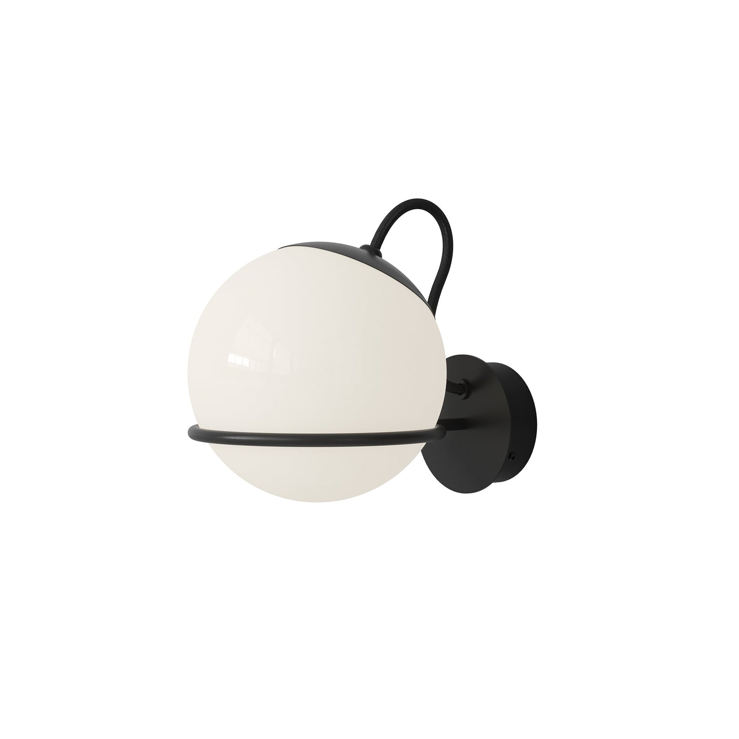 Wall Lamp Model 237/1 by Astep #1 Opaline Sphere (14cm Diameter) / Black Mount