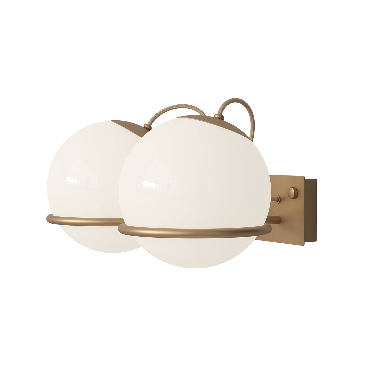 Wall Lamp Model 238/2 by Astep #2 Opaline Spheres (20cm Diameter) / Champagne Mount