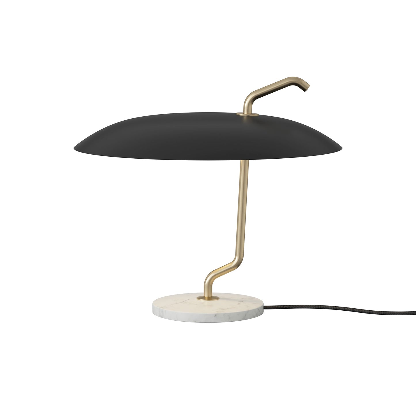 Table Lamp Model 537 by Astep #Brass Structure / Black Reflector / White Marble Base