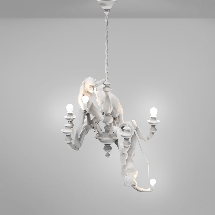 LED resin chandelier MONKEY CHANDELIER by Seletti #White