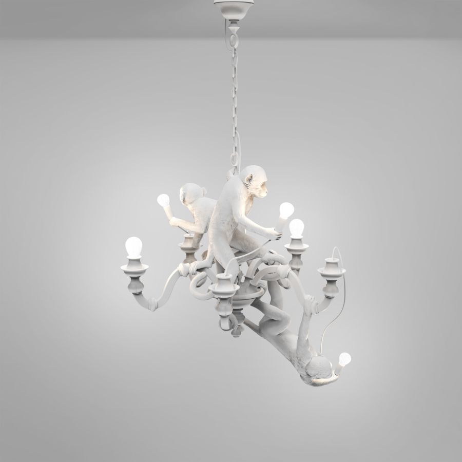 LED resin chandelier MONKEY CHANDELIER by Seletti #White