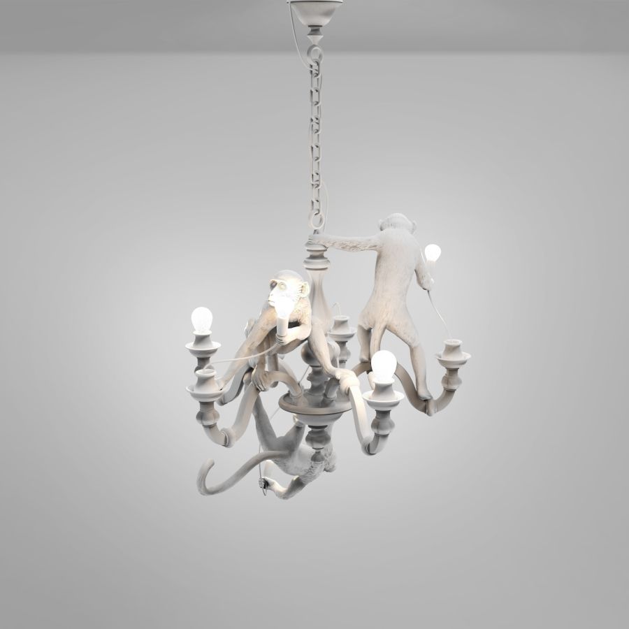 LED resin chandelier MONKEY CHANDELIER by Seletti #White