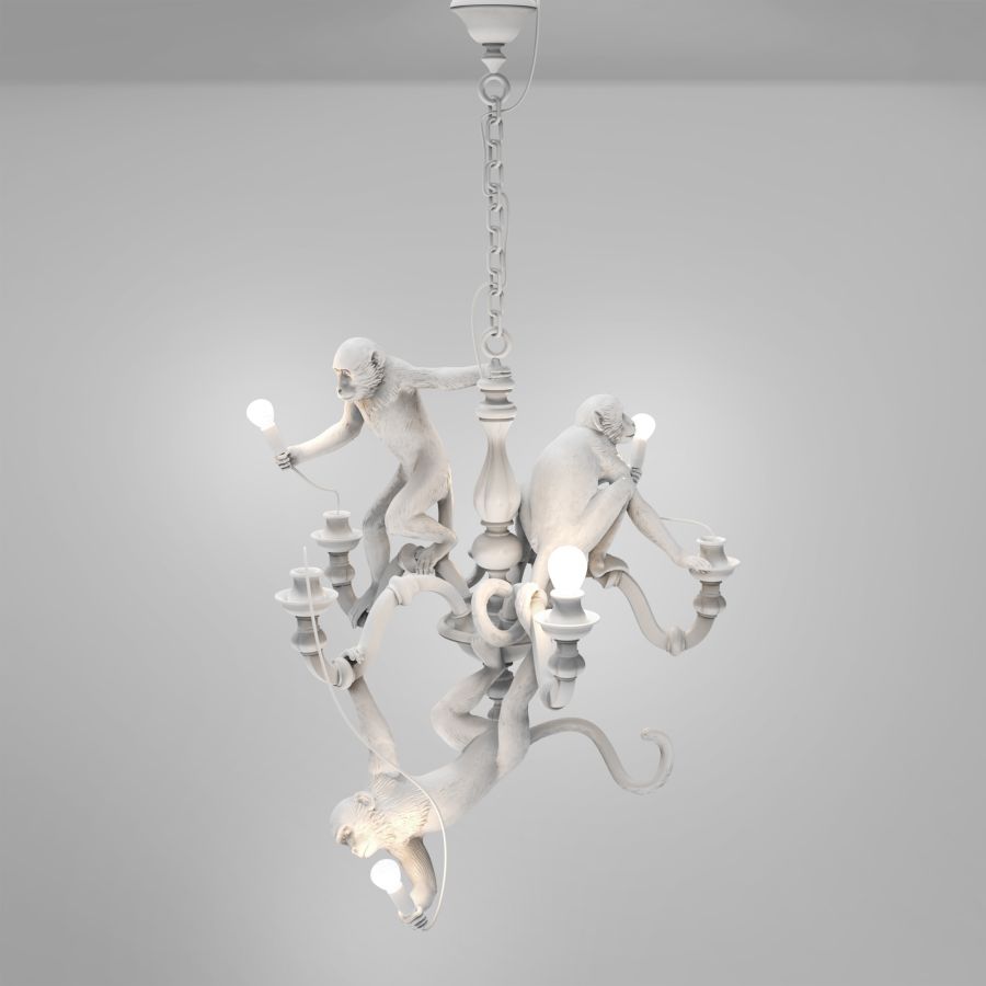 LED resin chandelier MONKEY CHANDELIER by Seletti #White