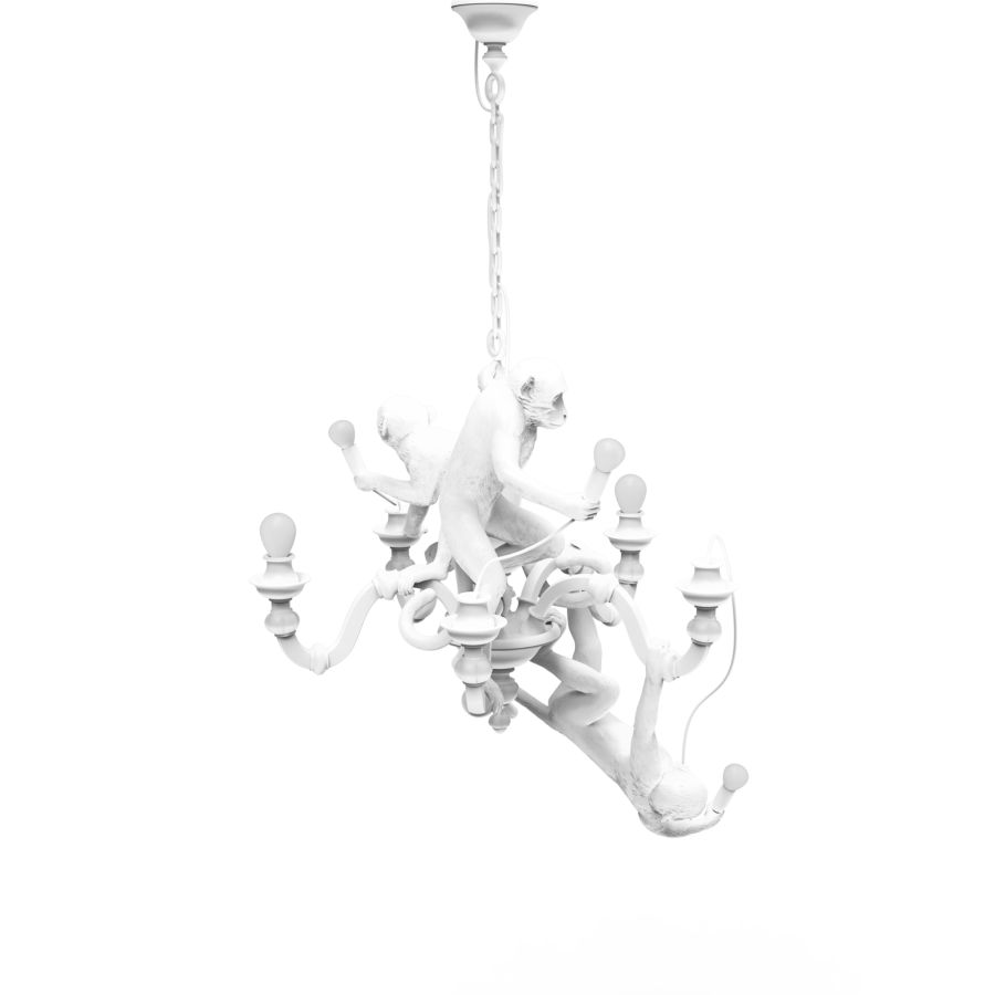 LED resin chandelier MONKEY CHANDELIER by Seletti #White