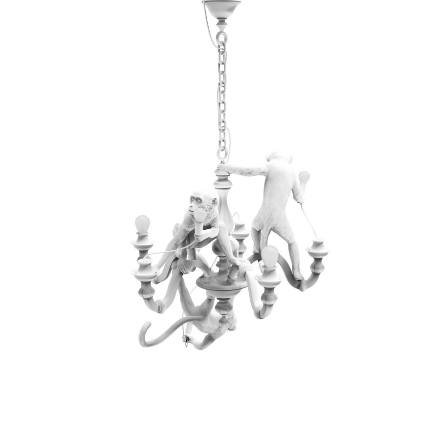 LED resin chandelier MONKEY CHANDELIER by Seletti #White