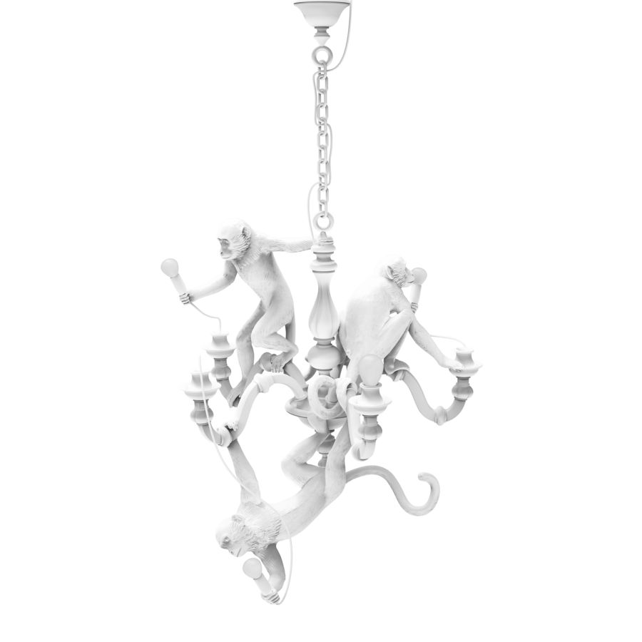 LED resin chandelier MONKEY CHANDELIER by Seletti #White