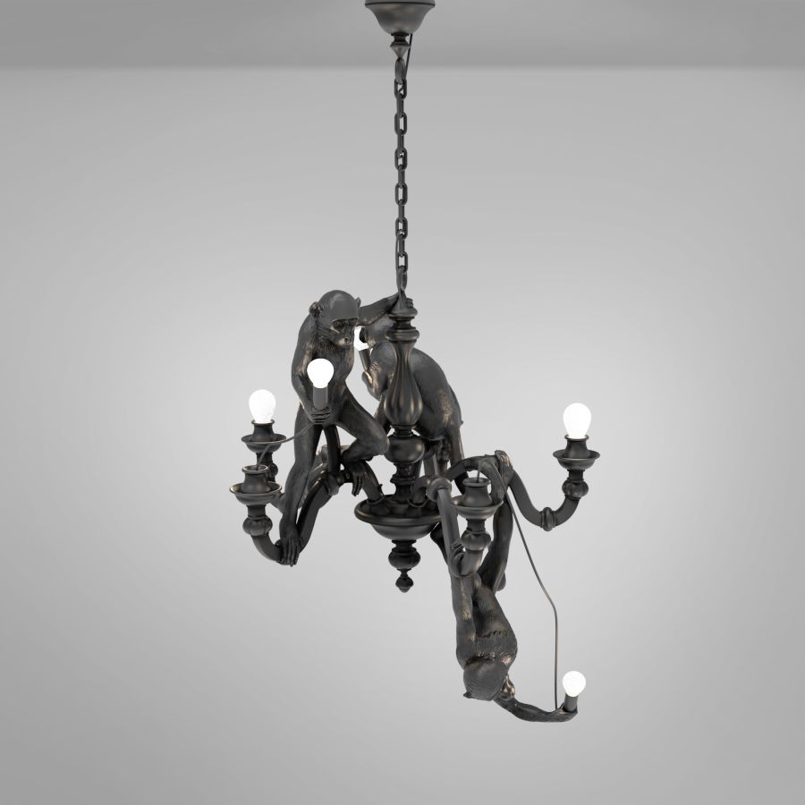 LED resin chandelier MONKEY CHANDELIER by Seletti #Black