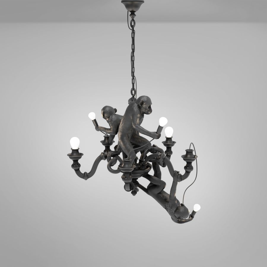 LED resin chandelier MONKEY CHANDELIER by Seletti #Black