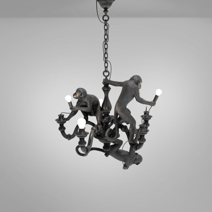 LED resin chandelier MONKEY CHANDELIER by Seletti #Black