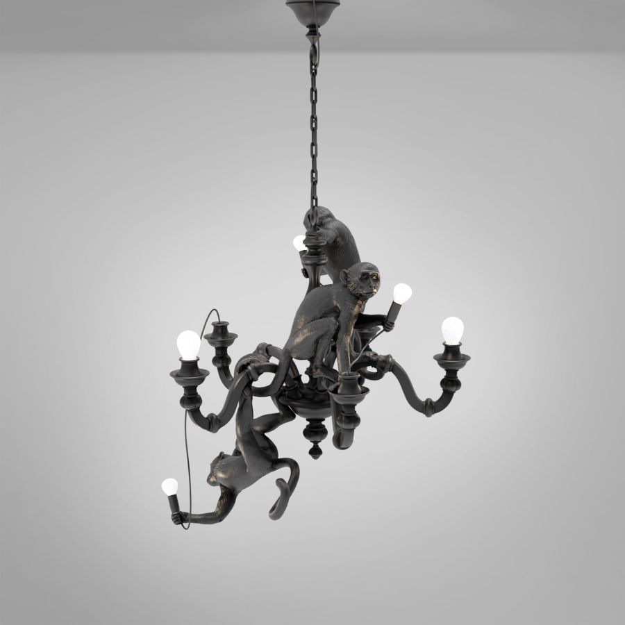 LED resin chandelier MONKEY CHANDELIER by Seletti #Black