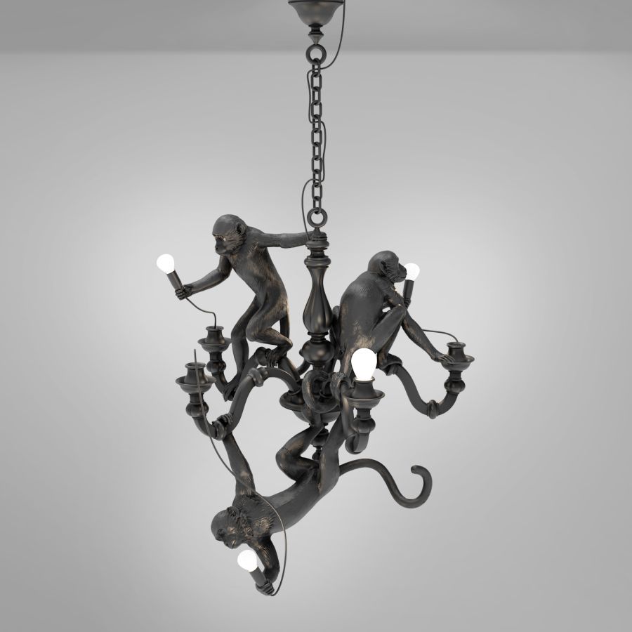 LED resin chandelier MONKEY CHANDELIER by Seletti #Black