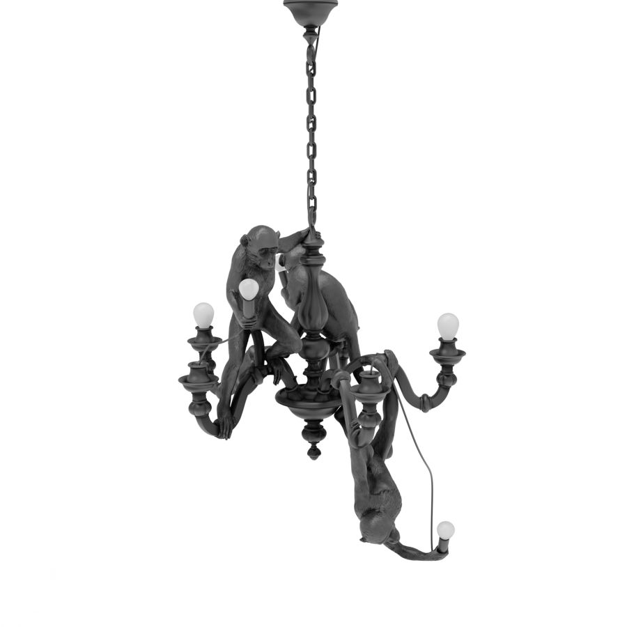 LED resin chandelier MONKEY CHANDELIER by Seletti #Black