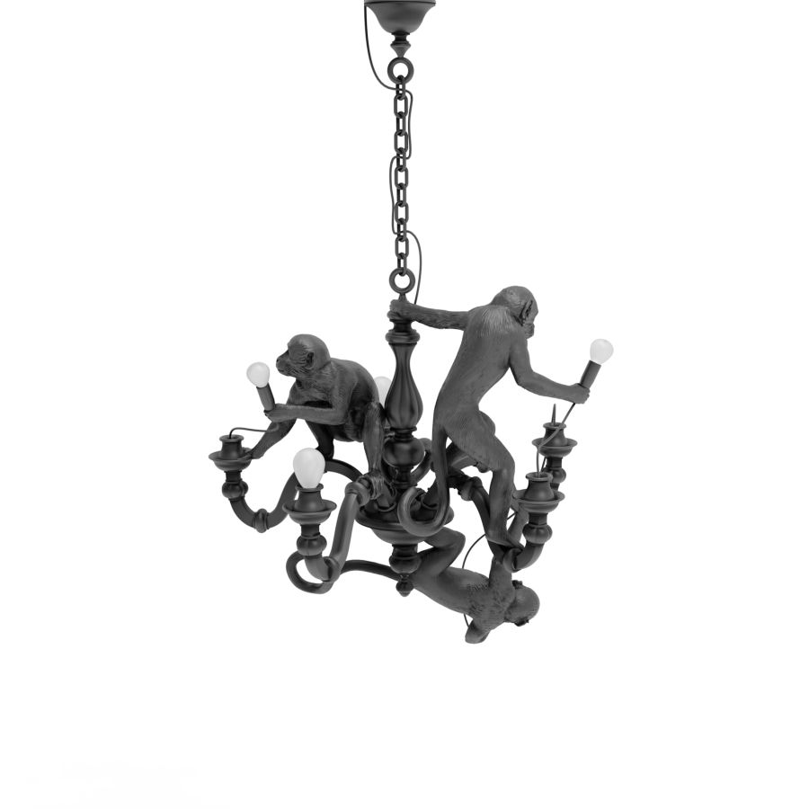 LED resin chandelier MONKEY CHANDELIER by Seletti #Black