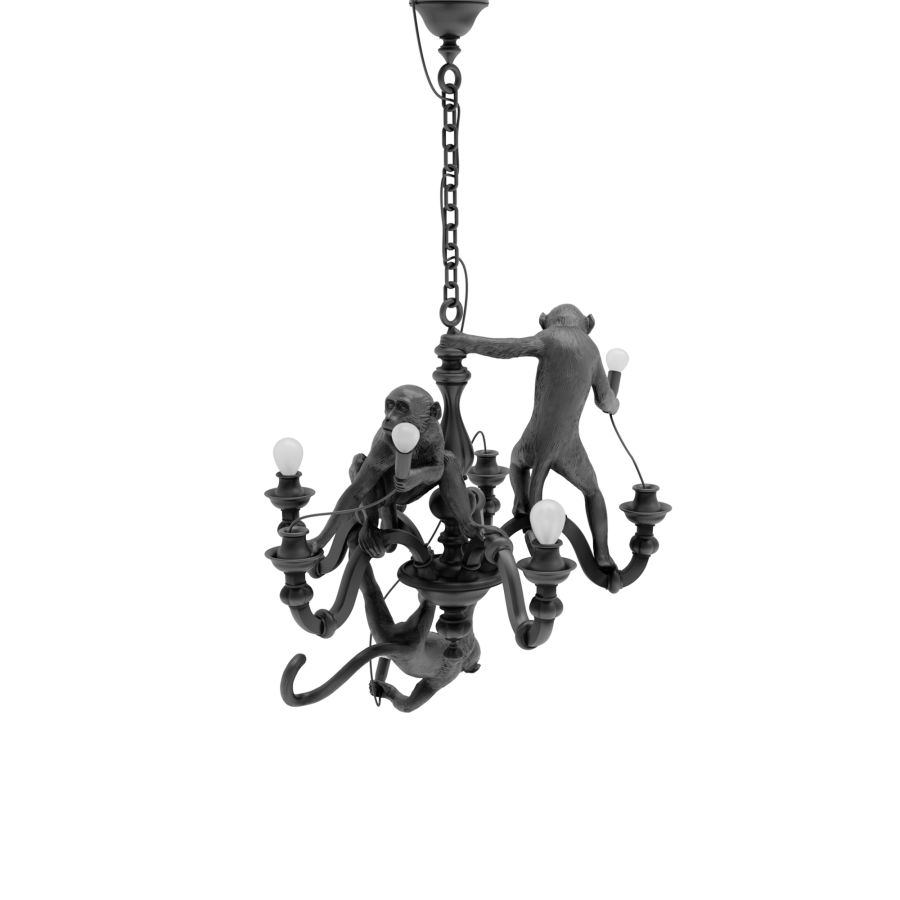 LED resin chandelier MONKEY CHANDELIER by Seletti #Black