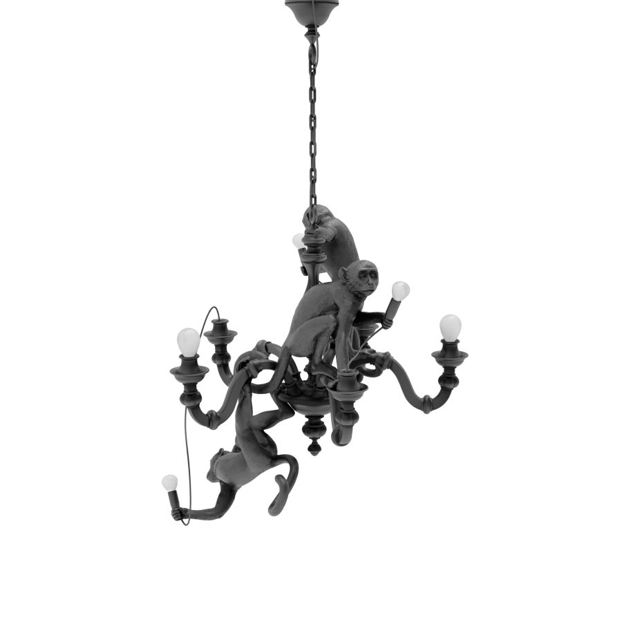 LED resin chandelier MONKEY CHANDELIER by Seletti #Black