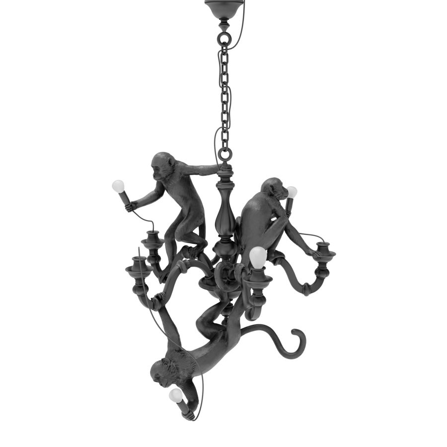 LED resin chandelier MONKEY CHANDELIER by Seletti #Black