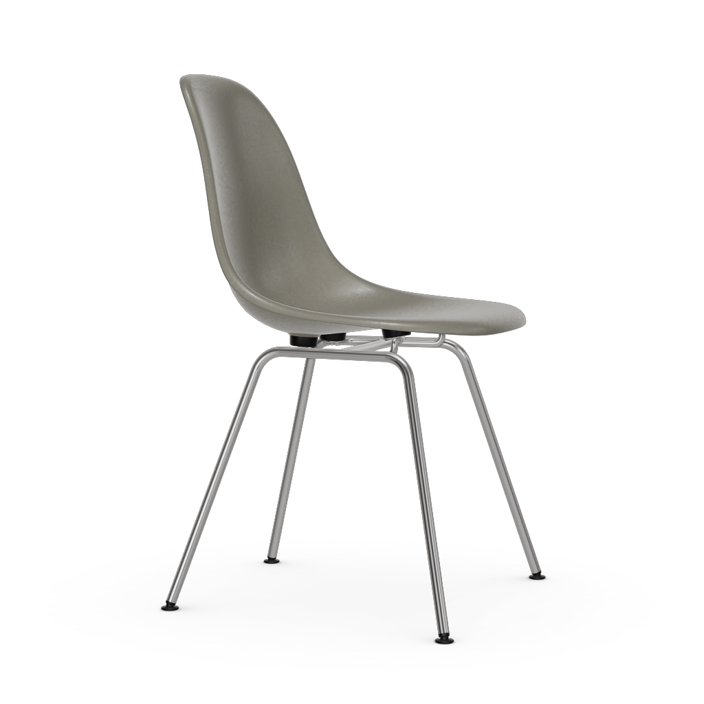 Eames Fiberglass Side Chair Dsx (Without Upholstery) by Vitra #chromed / Eames raw umber