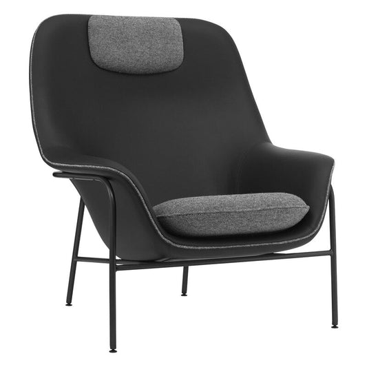 Drape lounge chair by Normann Copenhagen #headr., black leather- Hallingdal 166- black #