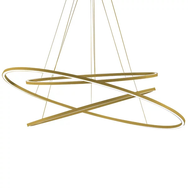 Ellisse Triple - Led Extruded Aluminium Pendant Lamp by Nemo #Gold polished anodized