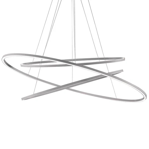 Ellisse Triple - Led Extruded Aluminium Pendant Lamp by Nemo #Polished aluminium