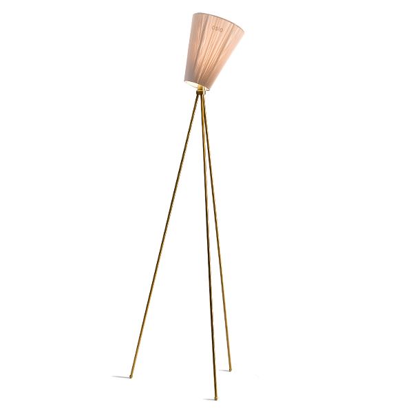 Oslo Wood Floor Lamp by Northern #Gold Base & Beige Shade