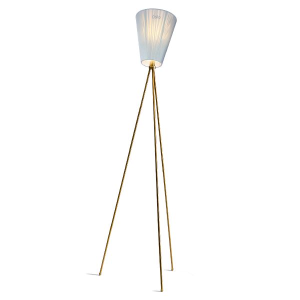Oslo Wood Floor Lamp by Northern #Gold Base & Light Blue Shade