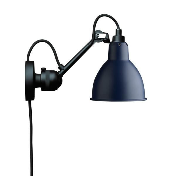 N304 Wall Lamp by Lampe Gras #Mat Black & Mat Blue w. Cord