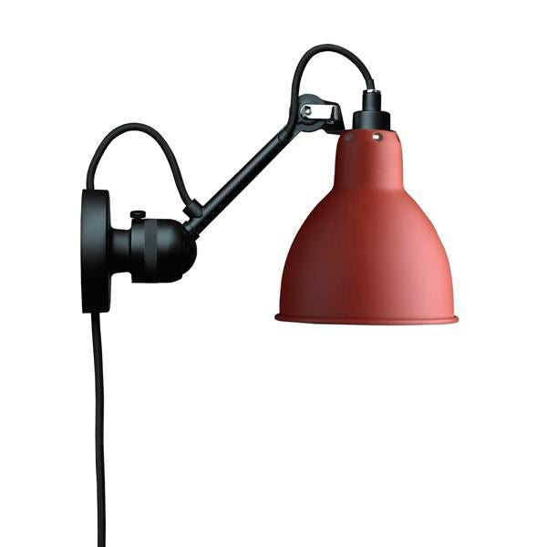 N304 Wall Lamp by Lampe Gras #Mat Black & Mat Red w. Cord