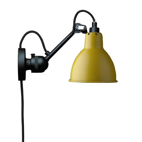 N304 Wall Lamp by Lampe Gras #Mat Black & Mat Yellow w. Cord