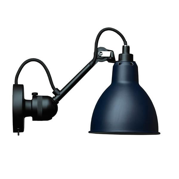 N304 Wall Lamp by Lampe Gras #Mat Black & Mat Blue w. Switch