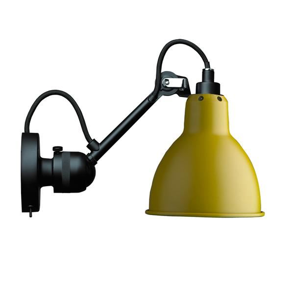 N304 Wall Lamp by Lampe Gras #Mat Black & Mat Yellow w. Switch