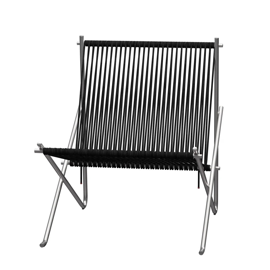 Pk4™ relaxed lounge chair by Fritz Hansen #PK4 / Flag Halyard / Black / Steel / Matt Polished Stainless Steel