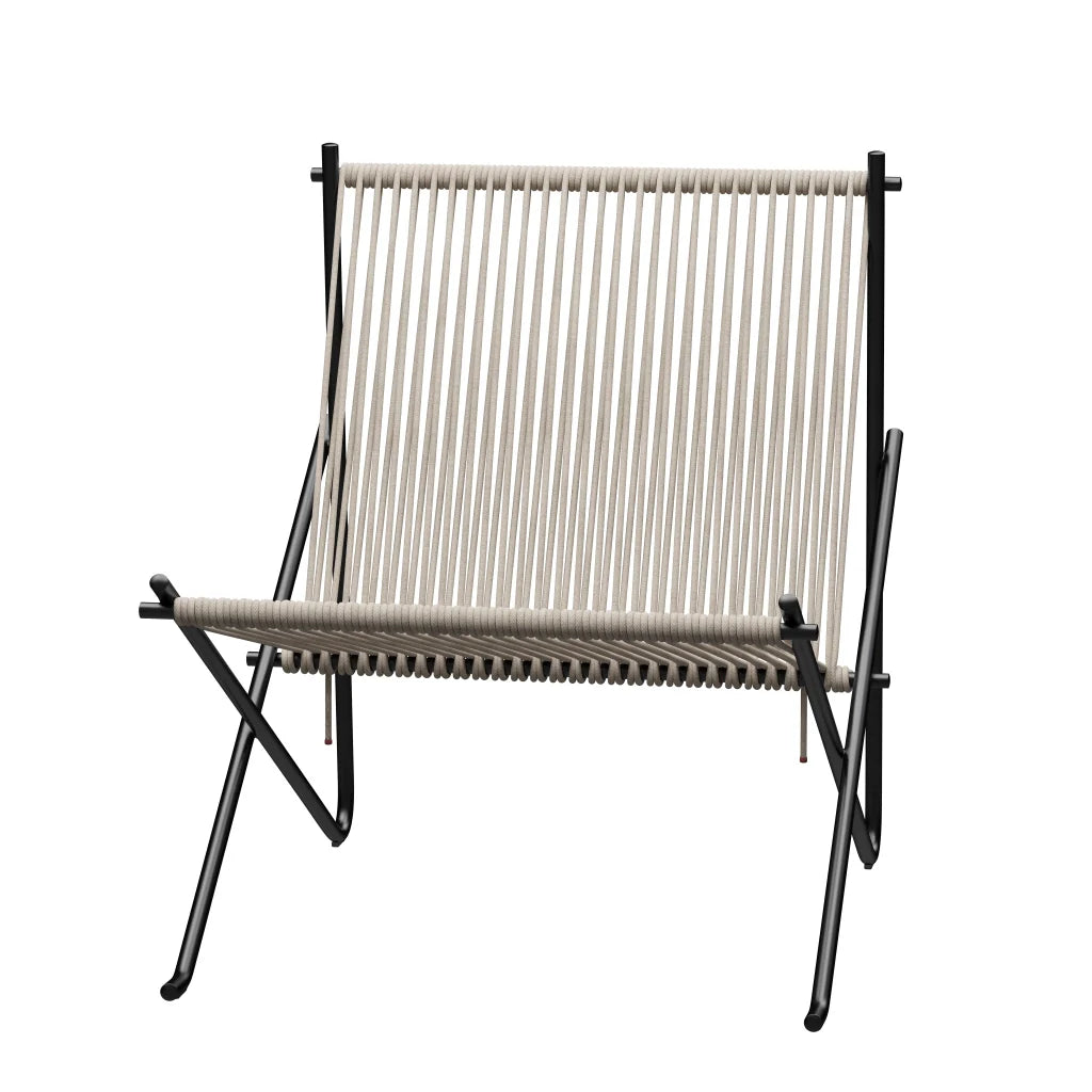 Pk4™ relaxed lounge chair by Fritz Hansen #PK4 / Flag Halyard / Natural / Powder Coated Steel / Black (190)