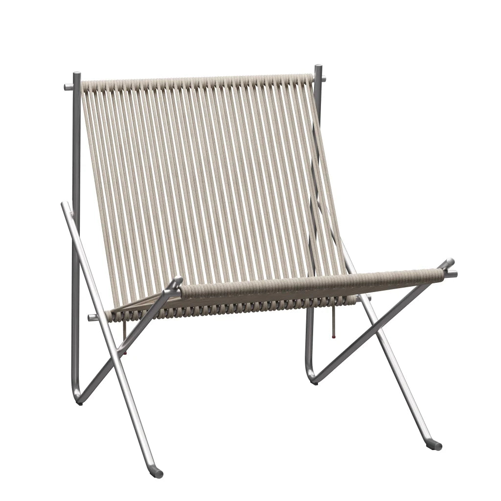 Pk4™ relaxed lounge chair by Fritz Hansen #PK4 / Flag Halyard / Natural / Steel / Matt Polished Stainless Steel