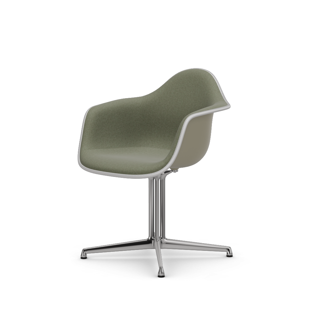 EAMES Plastic Armchair Dal (with Full Upholstery) (Color of Seat Shell -PEBBLE) (Request Info)