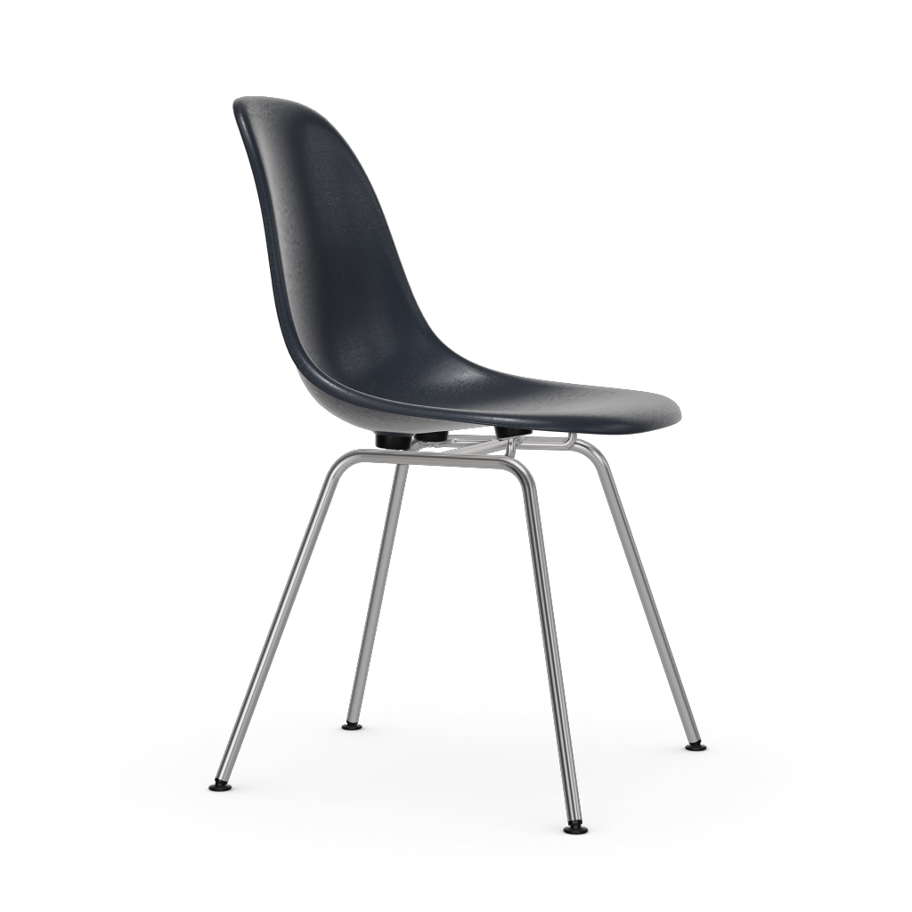 Eames Fiberglass Side Chair Dsx (Without Upholstery) by Vitra #chromed / Eames navy blue