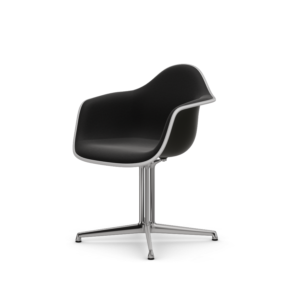 EAMES Plastic Armchair Dal (with Full Upholstery) (COLOUR OF SEAT SHELL -Deep Black) (Request Info)