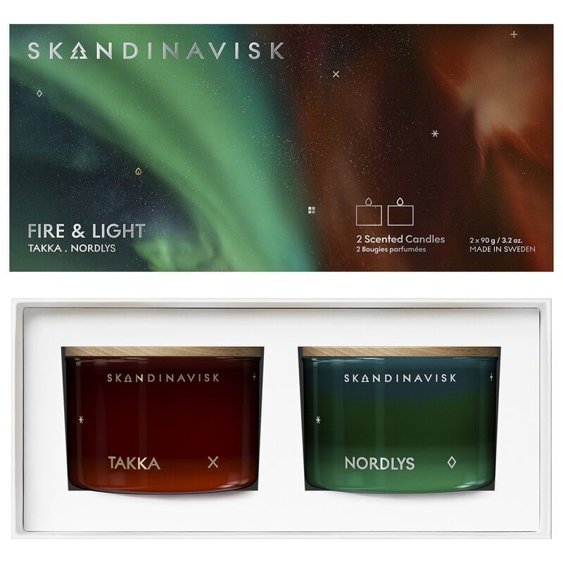 Scented candle set 2 pcs by Skandinavisk #FIRE AND LIGHT #