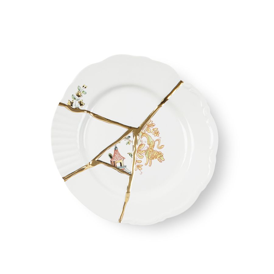 Porcelain and gold plated Dessert plate Kintsugi by Seletti #No.2