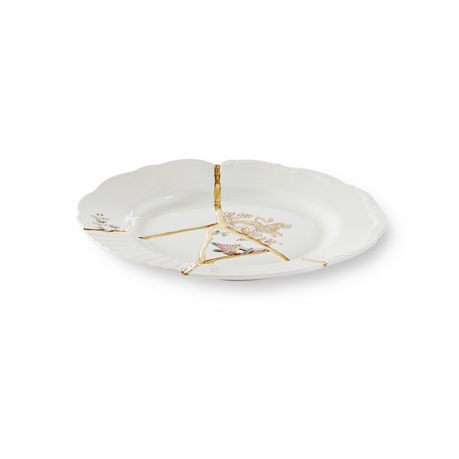 Porcelain and gold plated Dessert plate Kintsugi by Seletti #No.2