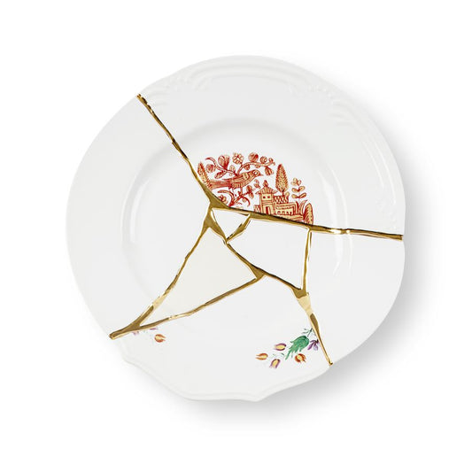 Porcelain and gold plated Dinner plate Kintsugi by Seletti #No.1