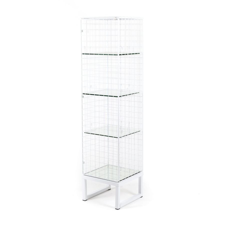 Metal cabinet with glass shelves Les Volières by Seletti #White#40x40xh.164