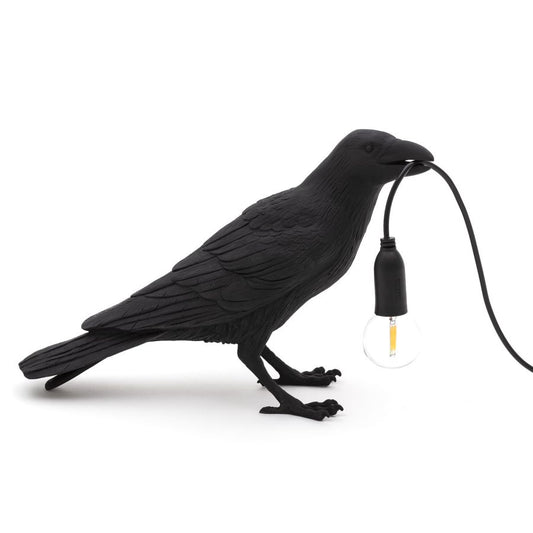 resin Indoor/Outdoor LED Table Lamp Bird Lamp Waiting by Seletti #Black#Outdoor