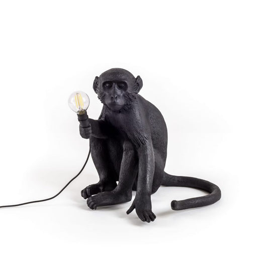 LED Resin Indoor/Outdoor Table Lamp Monkey Lamp Sitting by Seletti #Black