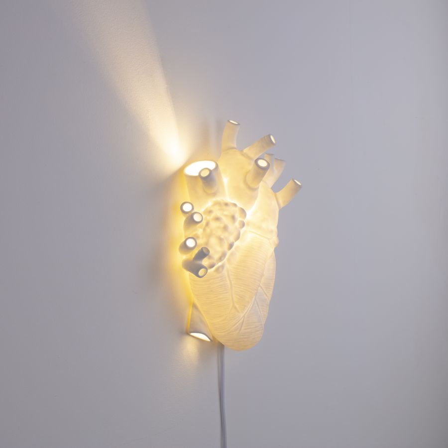 Porcelian LED Wall Lamp Heart Lamp by Seletti #White