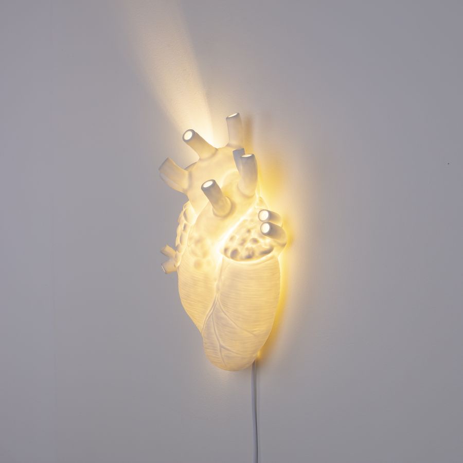 Porcelian LED Wall Lamp Heart Lamp by Seletti #White