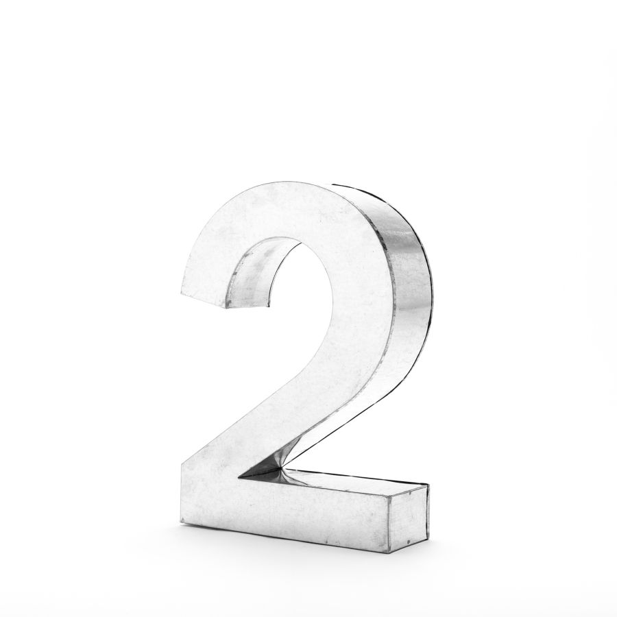 Aluminum Decorative Object Metalvetica Letter "2" by Seletti